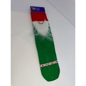 VeeFriends Odd Sox Gnome Crew Socks Green Red White 3D Beard Novelty Mens Sz 7-9